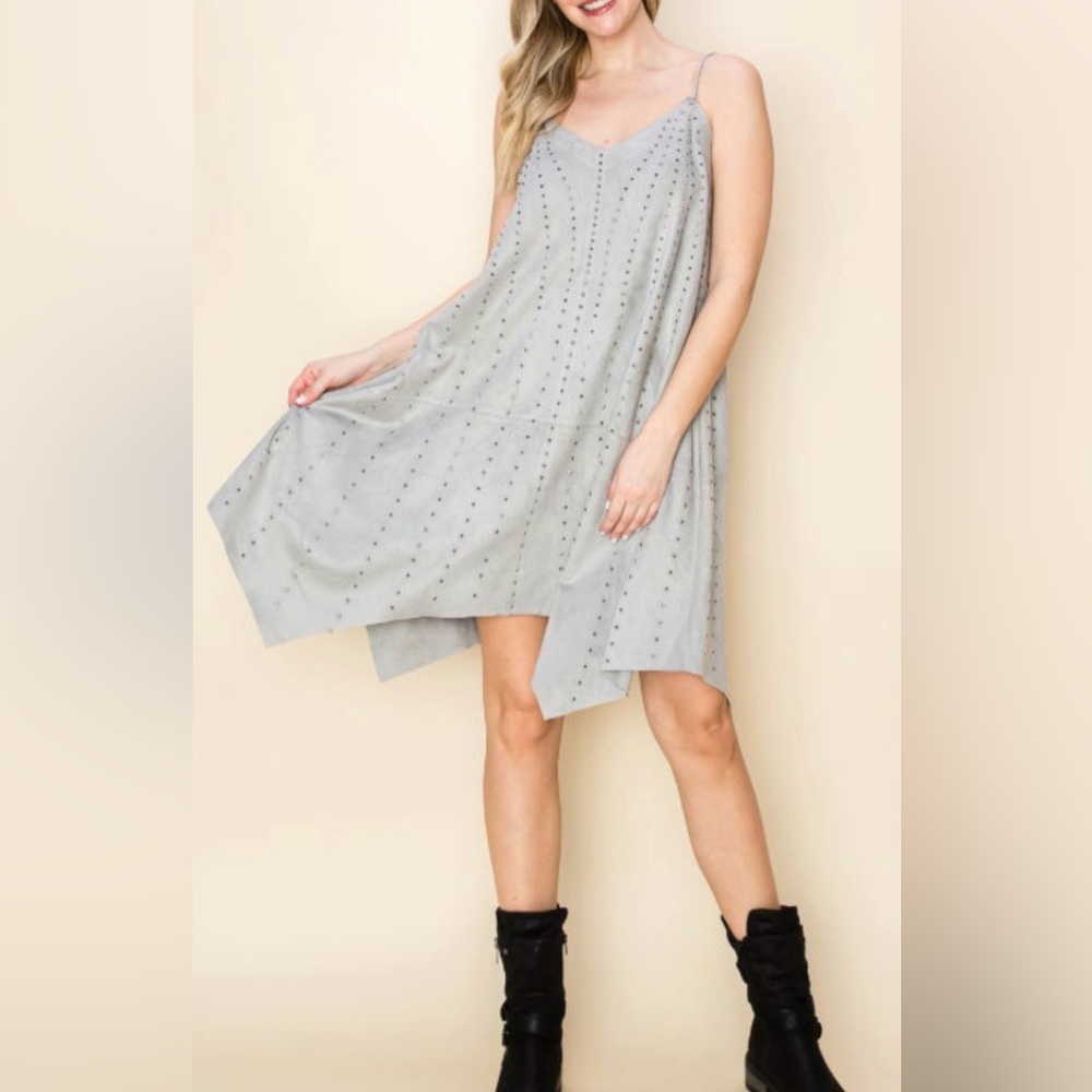 ✨NWT Vocal Bling Studded Elegant Gray Sleeveless Dress